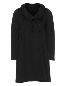 Isolde Roth Short Jersey Coat with Collar Black