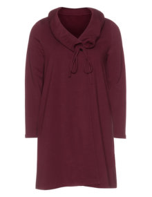 Isolde Roth Short Jersey Coat with Collar Bordeaux-Red