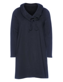 Isolde Roth Short Jersey Coat with Collar Dark-Blue