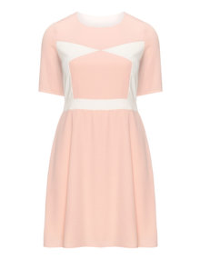 Manon Baptiste Bicolour A-line dress Salmon / Ivory-White