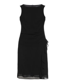 Hermann Lange Draped dress with flounces Black