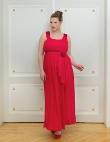 Zay Chiffon dress with floral appliqué Red