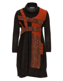 Zele Stretchy knit dress Black / Orange