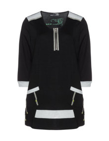 Nais Jersey top with fancy details Black / Light-Grey