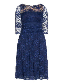 Kiyonna Lace and satin dress Blue