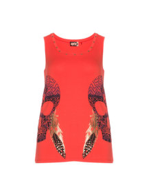 Aprico Print jersey top with rivets Orange / Versicolour