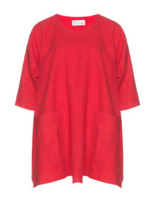 D Celli Linen shirt with XXL pockets Red