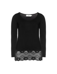 Zizzi Basic shirt with lace hemline Black