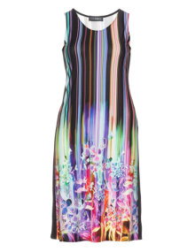Doris Streich Dress with stripe and fantasy print Black / Versicolour