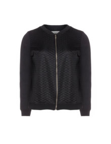 Zizzi Textured zip-front bomber jacket Black