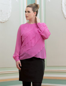 Basler Layer-look chiffon blouse Pink