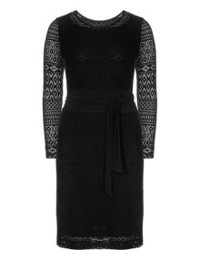Evelin Brandt Tapered dress with crochet look Black