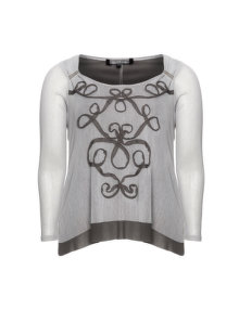 Mellem 2-layer fabric embellished top Grey / Light-Grey