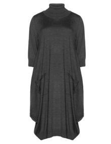 Isolde Roth Roll neck marino wool dress  Anthracite / Mottled