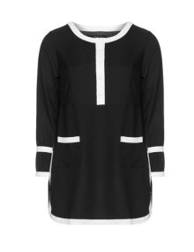 Zay Bi-coloured slip-in blouse Black / Ivory-White