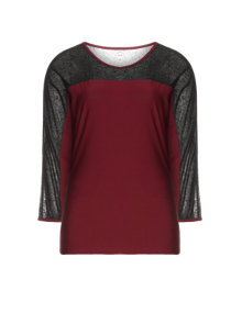 Manon Baptiste Cotton shirt with kimono sleeves Bordeaux-Red / Black