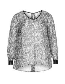 Zizzi Chiffon blouse with high-low seam White / Black