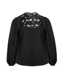 Anna Scholz Blouse with lace insert Black