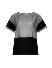 Isolde Roth Material mix blouse with cotton and line Grey / Black