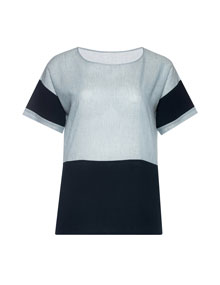 Isolde Roth Material mix blouse with cotton and line Light-Blue / Dark-Blue