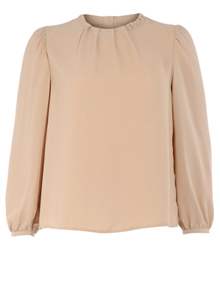 Manon Baptiste Chiffon blouse with back button placket Beige