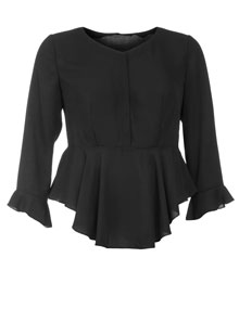 Manon Baptiste Chiffon peplum blouse Black