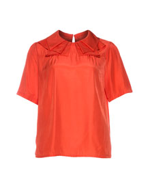 Manon Baptiste Elegant blouse with extravagant collar Orange