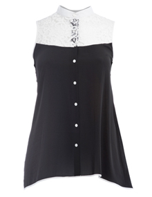 Manon Baptiste Sleeveless blouse with lace Black / White