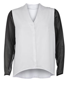 Manon Baptiste Two-tone chiffon blouse White / Black