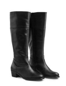 Head Over Heels Walker Leather boots with Cuban heel Black