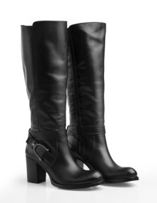 Head Over Heels Walker Leather boots with heel and strap Black