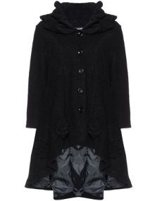 Nostalgia Decorated felt coat in A-line Black