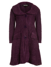 Twister Short wool-blend bouclé knit coat Dark-Purple