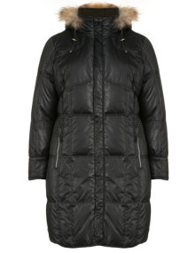 Zizzi Down coat with hood Black