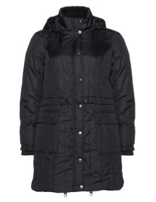 Zizzi Fitted coat with hood Black