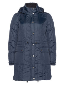 Zizzi Fitted coat with hood Dark-Blue