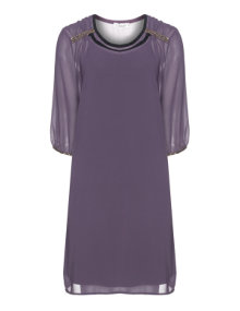 Gozzip Delicate chiffon dress in A-line Purple / Black