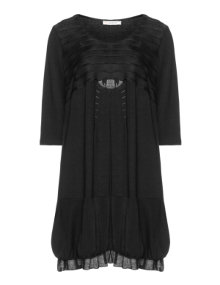 Gozzip Fabric mix A-line dress Black