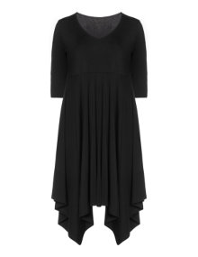 Isolde Roth Cotton dress with handkerchief hem Black