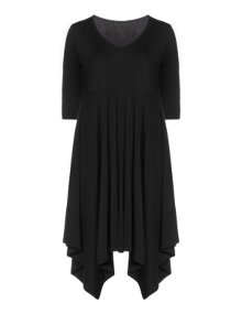 Isolde Roth Cotton dress with handkerchief hem Black