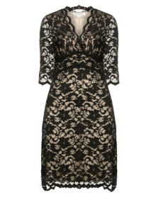 Kiyonna Feminine dress with lace Black / Beige