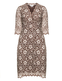 Kiyonna Feminine dress with lace Brown / Beige