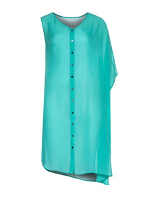 Manon Baptiste Asymmetrical chiffon dress Turquoise / Transparent