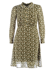 Manon Baptiste Patterned retro look dress Olive-Green / Cream