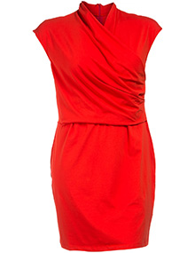 Manon Baptiste Wrap-neckline cotton dress Red