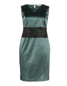Maxima Sheath dress with lace Dark-Green / Black
