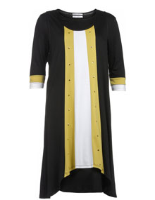 Parmilon 2-in-1 dress with studs Black / Curcuma
