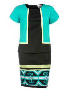 Roberto Cavalli White 2-in-1 look silk-cotton dress Black / Green