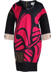 Roberto Cavalli White Patterned dress Black / Hot Pink