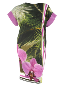 Roberto Cavalli White Tropical print shift dress Olive-Green / Lilac